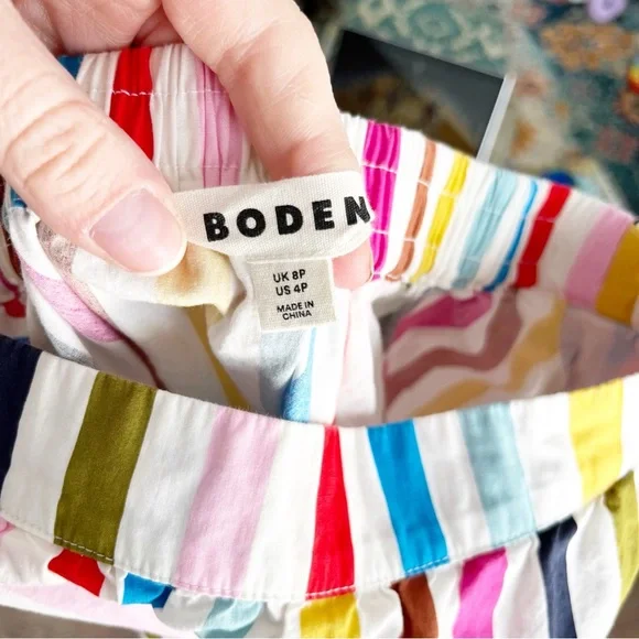 Boden Skirt Women's 4P Petite Hattie Poplin Rainbow Stripe Midi Dopamine Kidcore - Picture 6 of 8